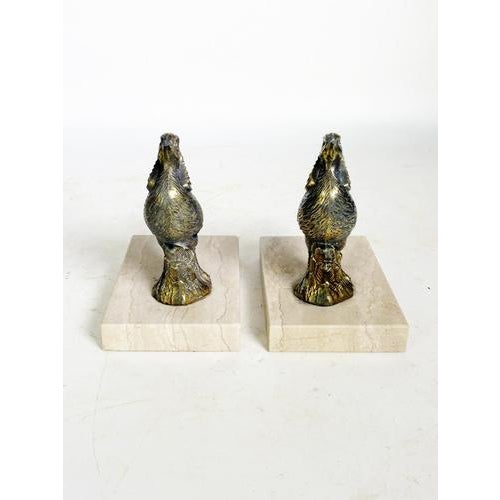 Rooster Bookends in Marble and Brass, France, 1970, Set of 2 For Sale - Image 4 of 12