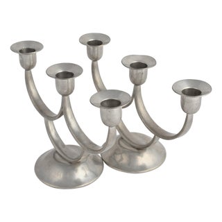 Vintage Art Deco Candelabras in Brass by Harald Buchrucker, 1930s, Set of 2 For Sale