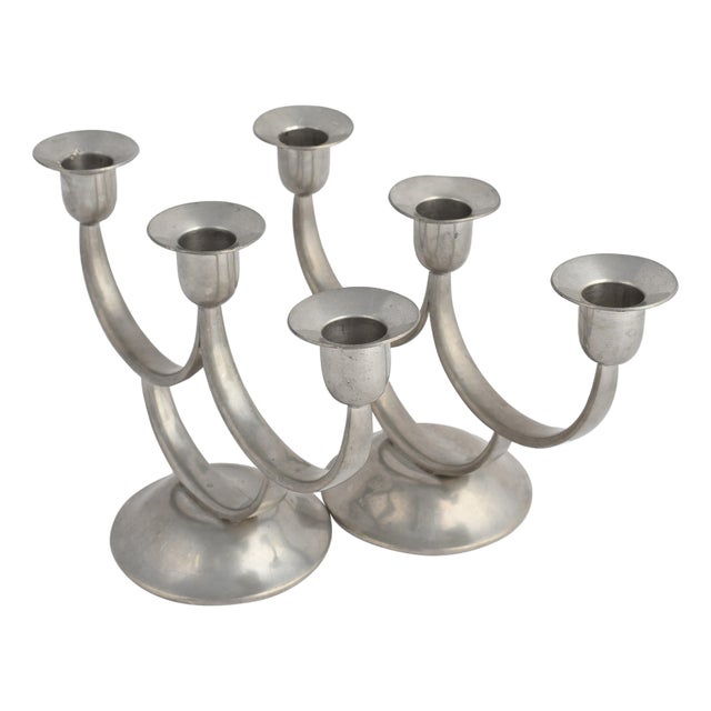 Vintage Art Deco Candelabras in Brass by Harald Buchrucker, 1930s, Set of 2 For Sale