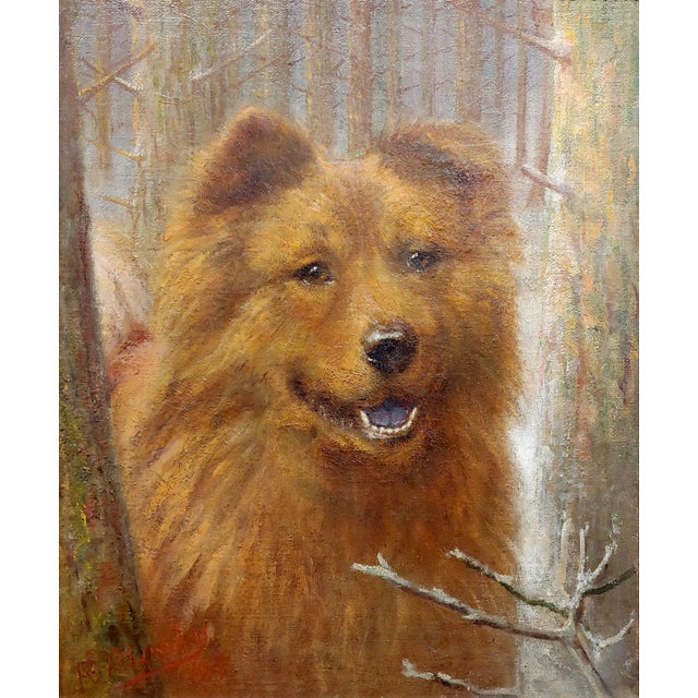 Realism Richard S. Moseley -19th Century Portrait of an Early Chow Chow -Oil Painting For Sale - Image 3 of 9
