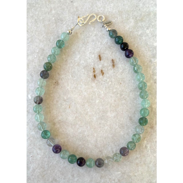 Lovely fluoride beaded necklace with silver hook, clap by Matthew Izzo collection
