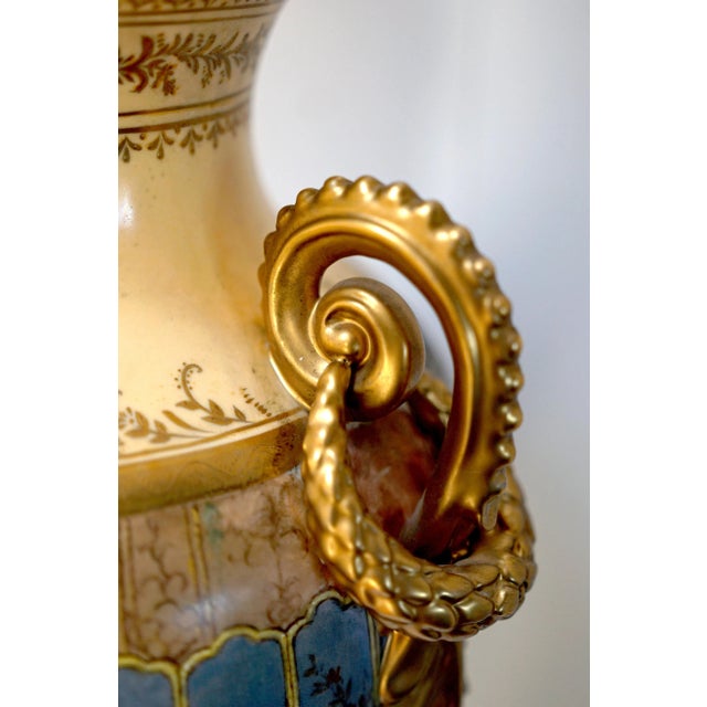 Gilt Porcelain Large Dresden Two Handled Garniture Vase and Cover For Sale In Los Angeles - Image 6 of 8
