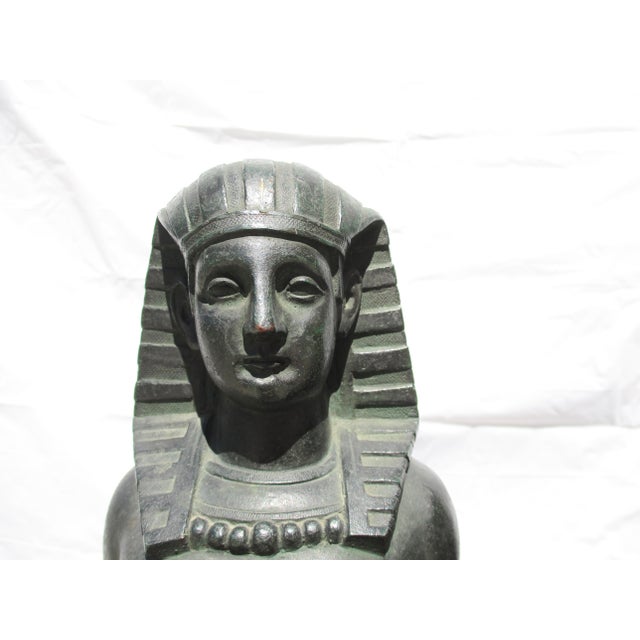 Late 19th Century Late 19th Century Vintage Patinated Bronze Sphinx Statues- A Pair of 2 For Sale - Image 5 of 13