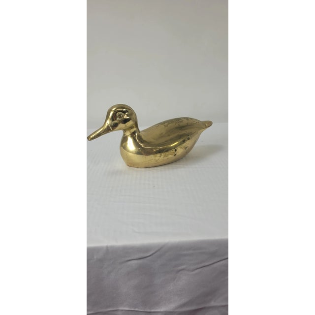 Vintage Cabin Hunter Lodge Edwardian Brass Duck Mallard Figure Sculpture For Sale - Image 6 of 7
