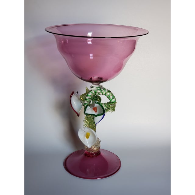 Murano Late 20th Century Davide Fuin Murano Glass Tazza Compote Bowl 16in For Sale - Image 4 of 17