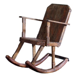 1940s Hand Carved and Handmade Rustic Rocker For Sale