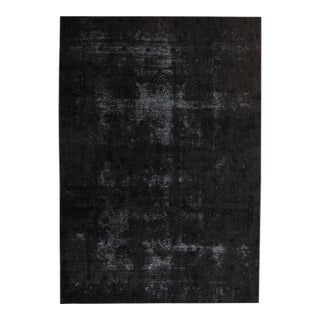 Charcoal Vintage Overdyed Handmade Allover Designed Wool Rug 7'9" X 11' For Sale