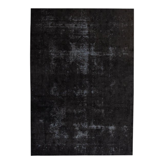 Charcoal Vintage Overdyed Handmade Allover Designed Wool Rug 7'9" X 11' For Sale