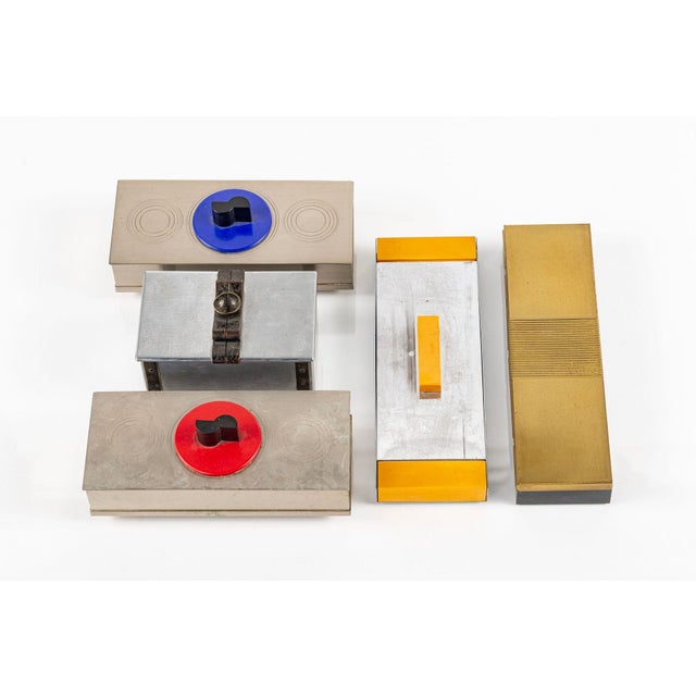 Rare Antique Art Deco Chase & Revere Metal Cigarette Smoking Boxes 1930s A collection of five rare antique Art Deco Chase...