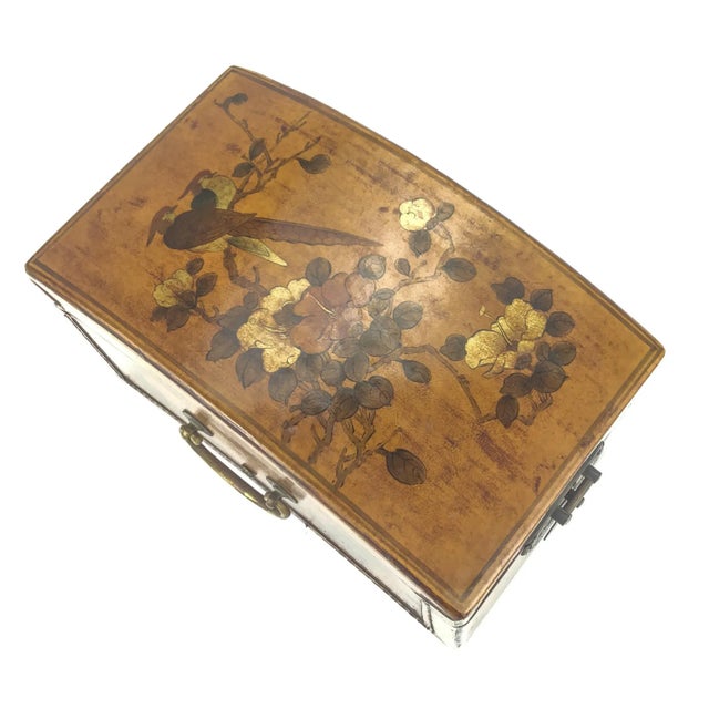 Vintage Hand Painted Leather Box For Sale - Image 10 of 12