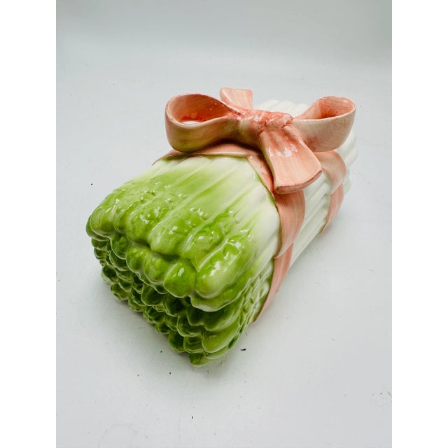 Contemporary Vintage Ceramic Asparagus Box With Bow For Sale - Image 3 of 8