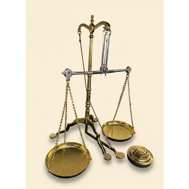 Antique English Doyle & Son Brass Merchant Balance Scale With Avery Weights For Sale - Image 4 of 16