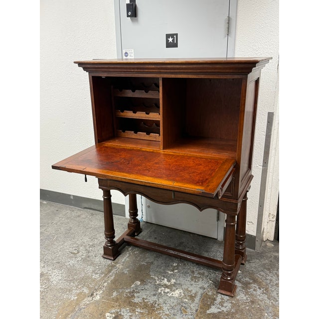 South Cone Trading Traditional Mahogany Wine Bar Secretary Cabinet For Sale - Image 9 of 12