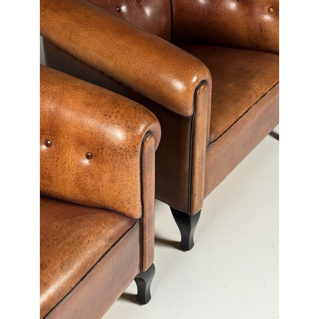 Vintage Club Chairs in Sheepskin Leather, Set of 2 For Sale - Image 4 of 18