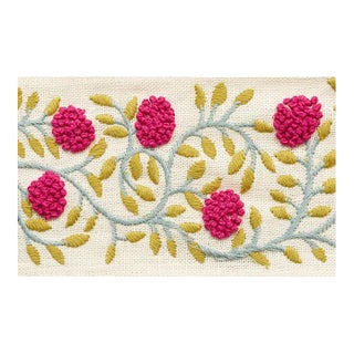 Sample - Schumacher Ashoka Tape in Magenta & Leaf For Sale