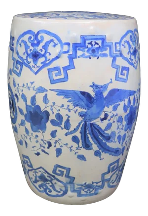 Chinese Porcelain Blue & White Garden Seat Plant Stand