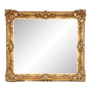 Large Victorian Rococo Revival Giltwood Wall Mirror, C. 1880, Ornately Carved Louis XV Style For Sale