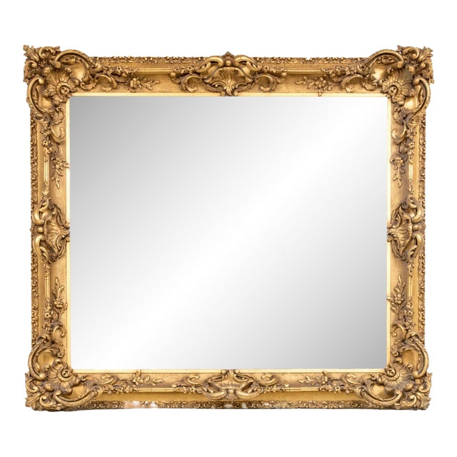 Large Victorian Rococo Revival Giltwood Wall Mirror, C. 1880, Ornately Carved Louis XV Style For Sale