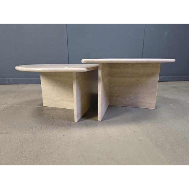 Beige Vintage Travertine Coffee Tables, 1970s, Set of 2 For Sale - Image 8 of 11