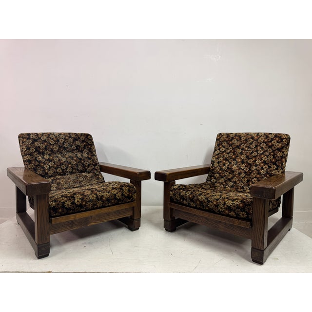 Wood Vintage Belgian Armchairs with Slatted Back, 1960s, Set of 2 For Sale - Image 7 of 18