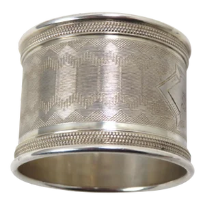Fine Engine Turned Decorated Antique American Coin Silver Napkin Ring Circa 1860s