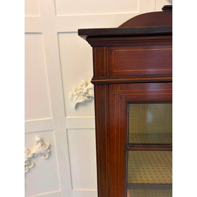 Antique Edwardian Inlaid Mahogany Display Cabinet Bookcase Glazed Cabinet, 1900 For Sale - Image 6 of 12