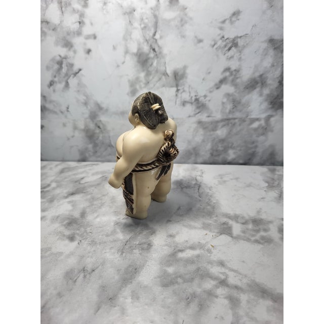 1900 - 1909 Antique Meiji Period Japanese Hand Carved Sumo Figurine For Sale - Image 5 of 14