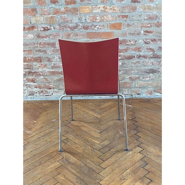 Vintage Red Back Stacking Chairs by Eric Magnussen for Engelbrechts, 1990s, Set of 7 For Sale - Image 6 of 17