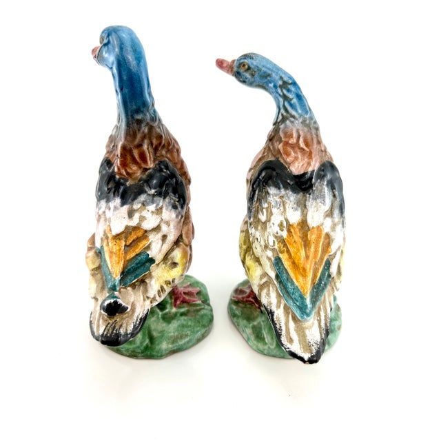 Mid Century Vintage Italian Hand Painted Ducks, a Pair For Sale - Image 4 of 11