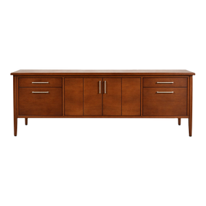 Long Mid Century Modern Walnut Credenza Sideboard Console. 74 Inches.