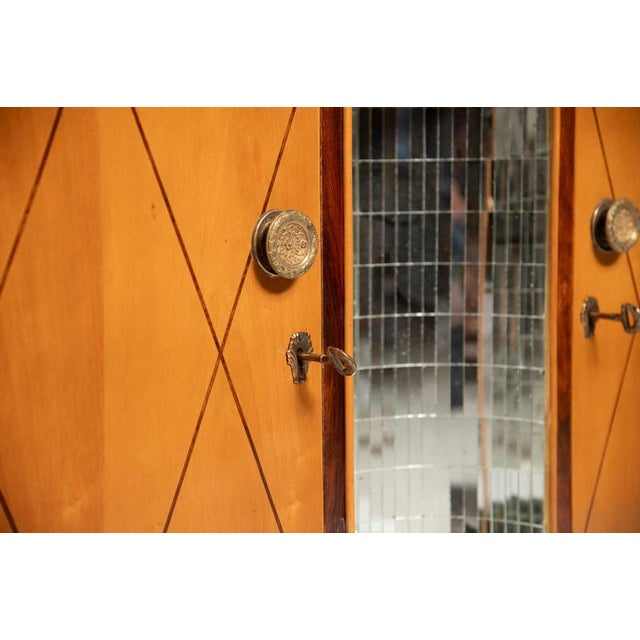 Metal Art Deco Walnut and Maple Sideboard with Handles, 1940 For Sale - Image 7 of 14
