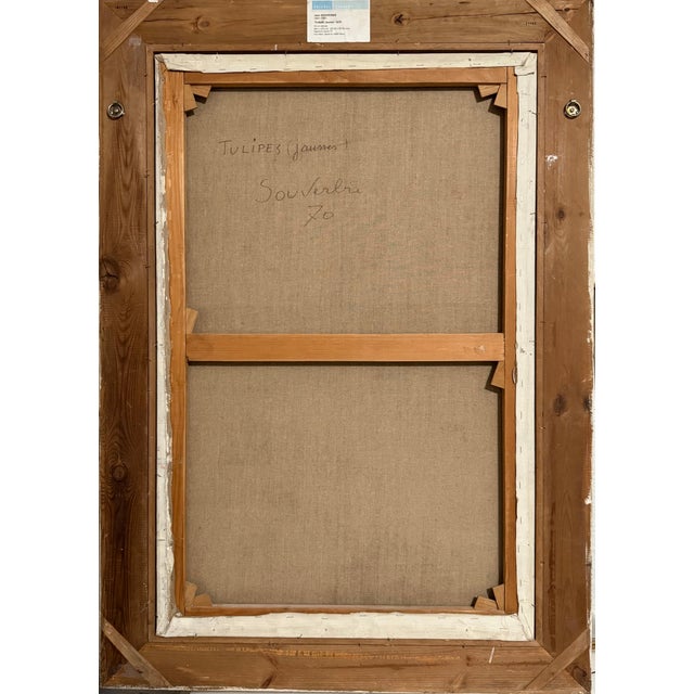 Jean Souverbie, Large French Modernist Nabi Oil Painting Jean Souverbie Still Life Tulipes Jaune, 1970 For Sale - Image 9 of 9