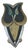 Mid Century Mexican Modernist Toño Taxco Sterling Silver Piedra Negra Owl Brooch Pendant Mixed Metal Turquoise Inlay Signed For Sale