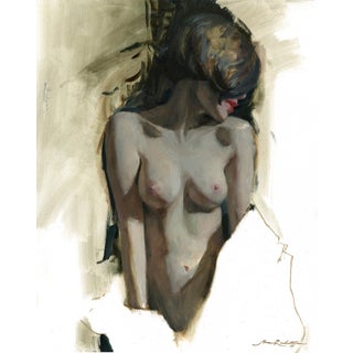 Secret Garden 5 by Jane Radstrom | Oil Painting of a nude woman with her head bowed For Sale