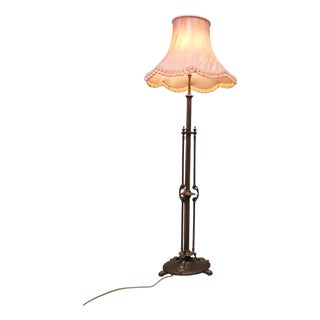 Arts and Crafts Iron and Brass Telescopic Floor Lamp, 1880s For Sale