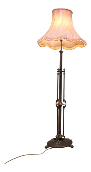Arts and Crafts Iron and Brass Telescopic Floor Lamp, 1880s
