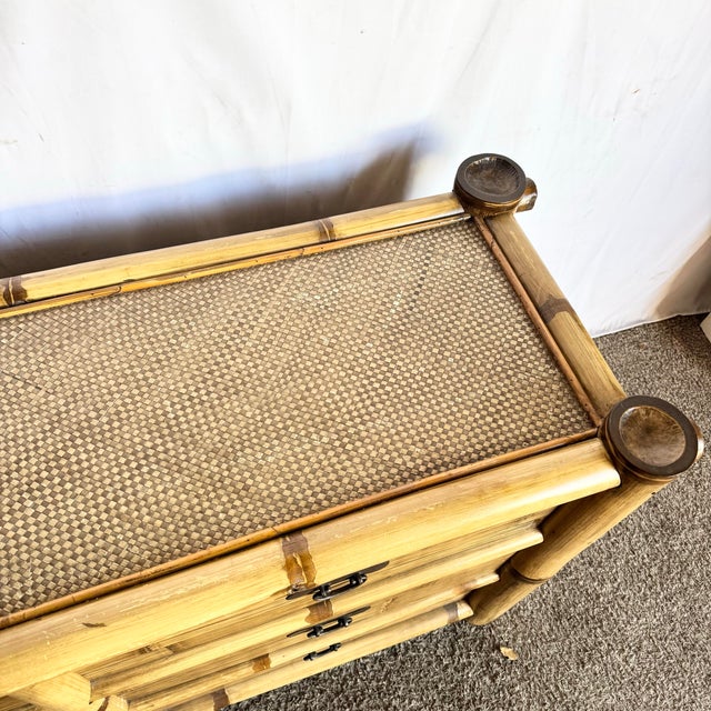 1990s Vintage Boho Chic Chunky Bamboo Dresser - 6 Drawers For Sale - Image 5 of 7