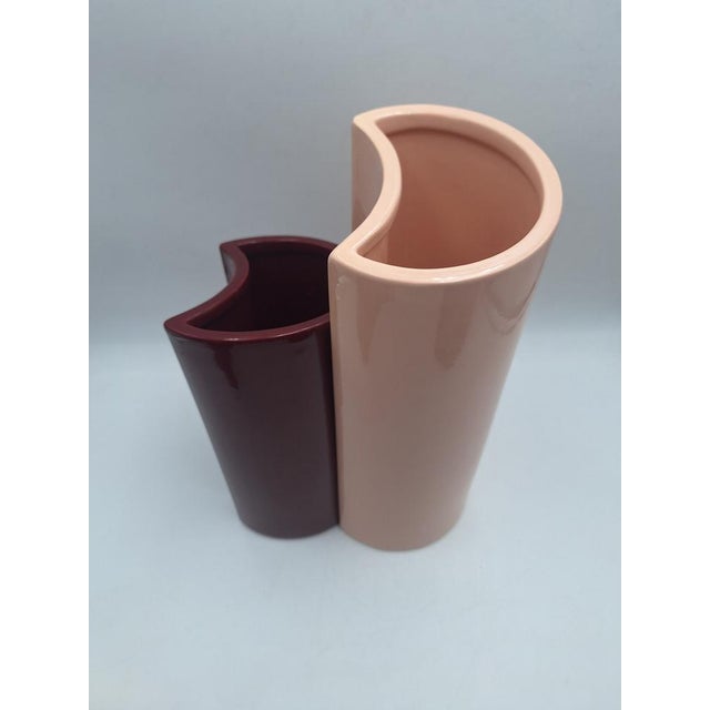 V-Bol Vases in Glazed Clay by Zaven for Zanotta, 1990s, Set of 2 For Sale - Image 6 of 12
