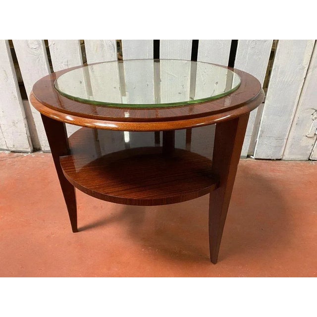 Art Deco Mahogany Pedestal Table with Mirrored Top For Sale - Image 10 of 10