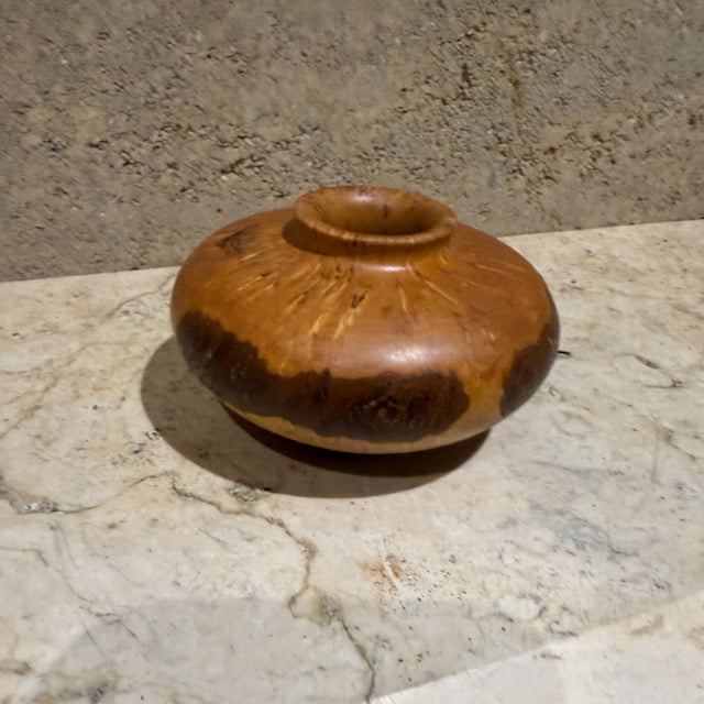 Brown 1970s Modernist Vase Burl and Birch Wood For Sale - Image 8 of 15