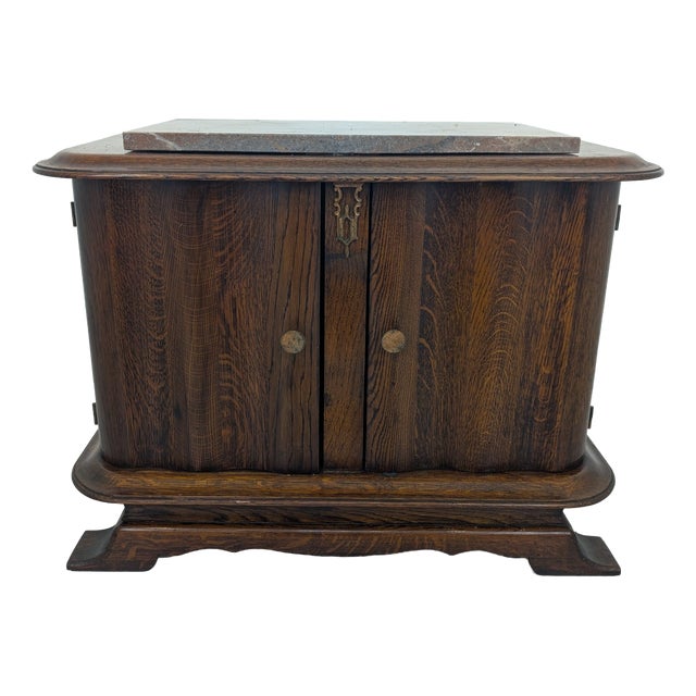 Art Deco Oak Cabinet with Marble For Sale