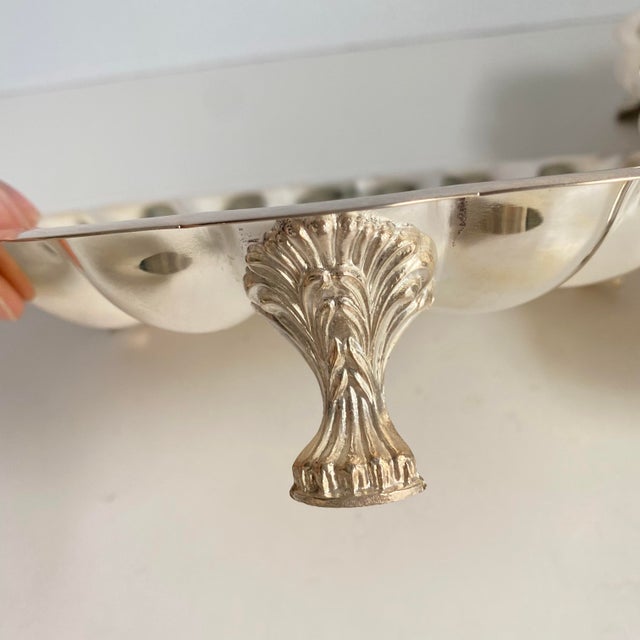 Vintage f.b. Rogers Silver Plated Scalloped Swirl Serving Trays Footed
