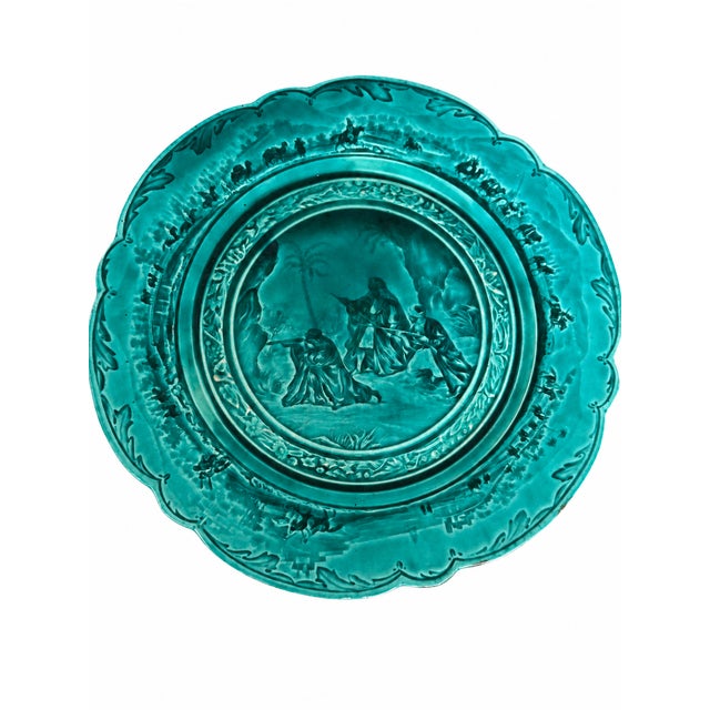 Antique French Turquoise Faïence Plates — Set of 5 For Sale - Image 4 of 7