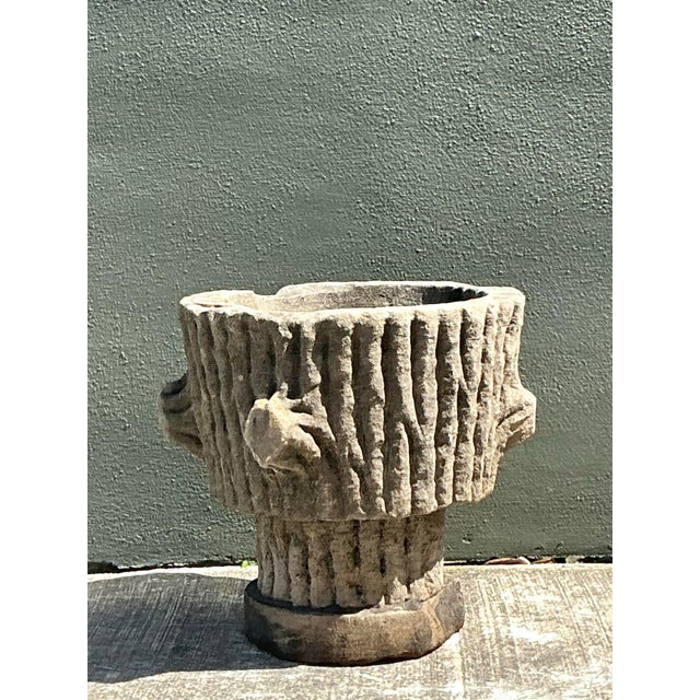 Vintage Faux Bois Cast Concrete Trunk Planter For Sale - Image 12 of 12