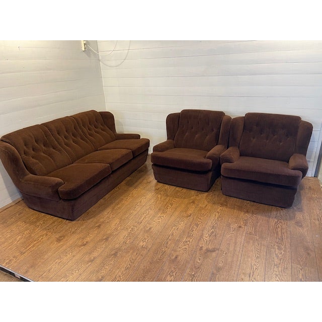 Vintage Brown Seating Modules, 1970s, Set of 3 For Sale - Image 10 of 10