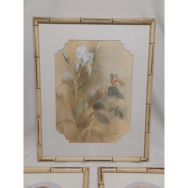 Vintage Floral Print Set With Bamboo Look Frames - Set of 3 For Sale - Image 12 of 12