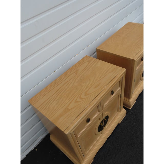 Bernhardt Hollywood Regency White Oak Large Nightstands End Bedside Tables a Pair 6400 For Sale - Image 13 of 18