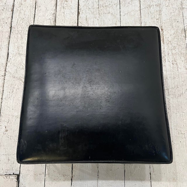 Mid 20th Century Paul McCobb Black Vinyl and Iron Ottoman For Sale - Image 5 of 8