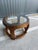 Mid-Century Modern Vintage Thomasville Sculptural Round Walnut Coffee Table With Glass Top For Sale - Image 3 of 7