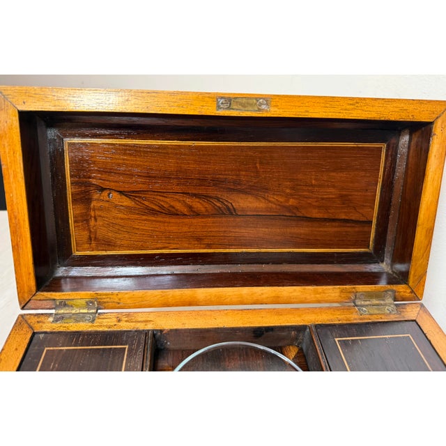 Antique 19th Century English Regency Inlaid Wood Sarcophagus-Form Tea Caddy Box For Sale - Image 15 of 17